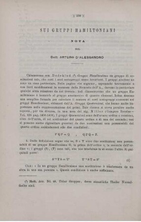 Sui gruppi hamiltoniani.