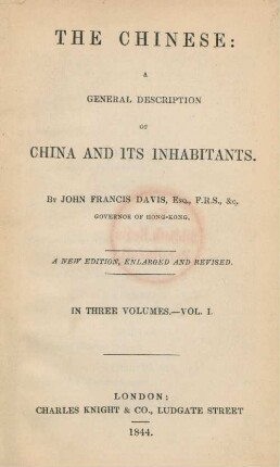 Vol. 1: The Chinese : a general description of China and its inhabitants