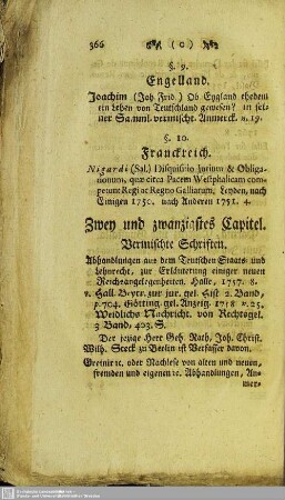 Zwey und zwanzigstes Capitel. Vermischte Schriften