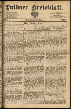 Erste Ausgabe vom Donnerstag, den 20. Oktober 1892.