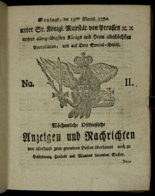 No. 11. Montags, den 13ten Martii 1780.