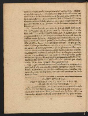 Caput Quintum. Pro Vinvicatione Textus A Pravis Alorum Expositionibus.