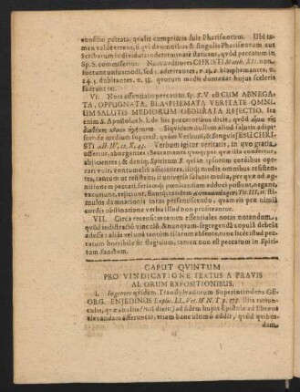 Caput Quintum. Pro Vinvicatione Textus A Pravis Alorum Expositionibus.