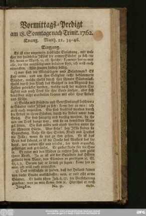 [No. 51.] Vormittags-Predigt am 18. Sonntage nach Trinit. 1762. Evang. Matth. 22, 34 - 46.