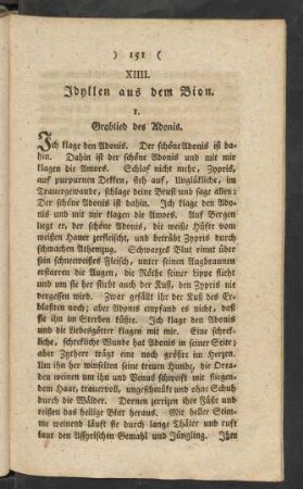 XIIII. Idyllen aus dem Bion