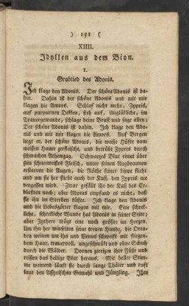 XIIII. Idyllen aus dem Bion
