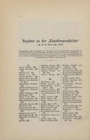 Register zu der "Künstlergeschichte"