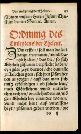 Ordnung des Einleytens der Eheleut.