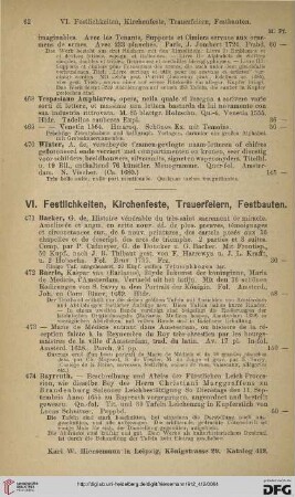 VI. Festlichkeiten, Kirchenfeste, Trauerfeiern, Festbauten (Nr. 471- 504)