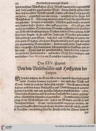 Das XXV. Capitel: Von den Verlöbnissen und Hochzeiten der Lappen