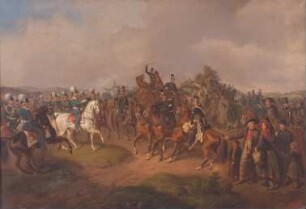 Manöverparade bei Ensingen vor König Maximilian II. Joseph von Bayern