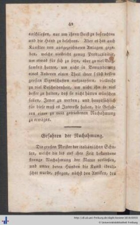 Gefahren der Nachahmung.