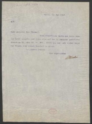 Brief an Hans Dechend : 22.05.1914