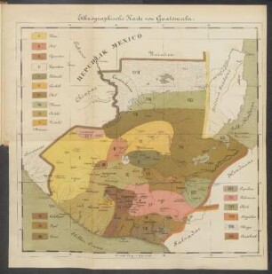 Ethnographische Karte von Guatemala.