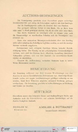 Auctions-Bedingungen / Besichtigung / Aufträge