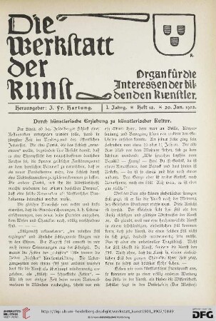 1: Durch künstlerische Erziehung zu künstlerischer Kultur