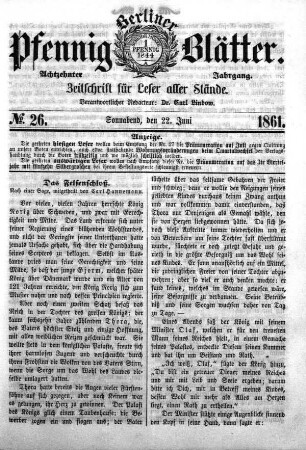 No. 26, Sonnabend, den 22. Juni