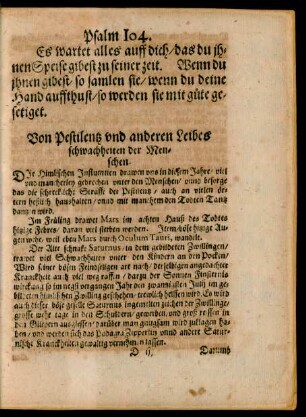 Von Pestilentz und anderen Leibes schwachheiten der Menschen.