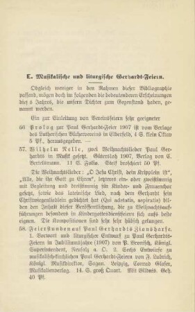 E. Musikalische und liturgische Gerhardt-Feiern