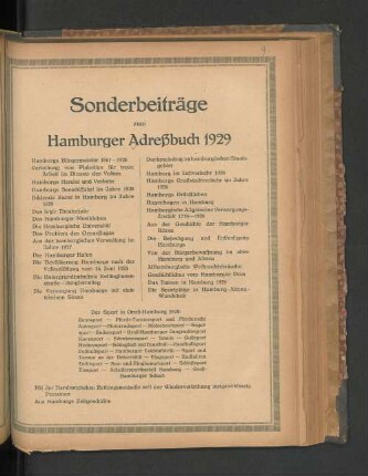 Sonderbeiträge zum Hamburger Adreßbuch 1929