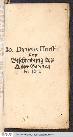 Kurtze Beschreibung des Embser Bades an der Löhn