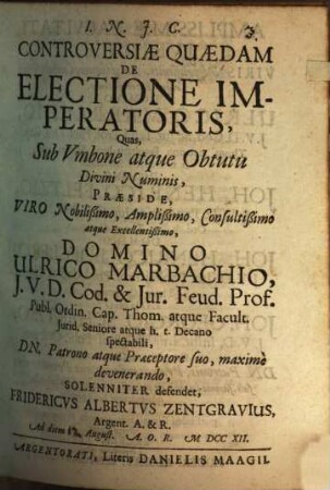 Controversiae quaedam de electione imperatoris