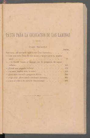 Pauta para la colocación de las láminas : Tomo primero