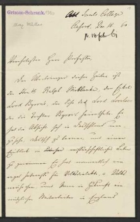 Brief an Jacob Grimm : 18.12.1860