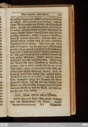 XXV. Von Aphthis oder Soor.