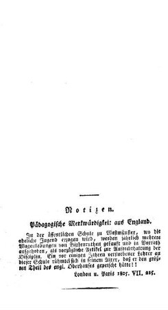 Notizen : pädagogische Merkwürdigkeit aus England