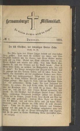 N° 1. Januar. 1893