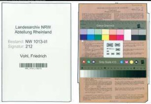 Entnazifizierung Friedrich Vohl , geb. 30.05.1895 (Kaufmaennischer Angestellter)