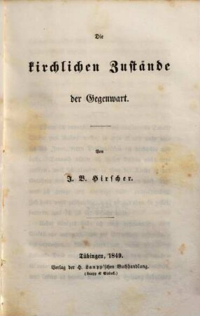 Die kirchlichen Zustände der Gegenwart