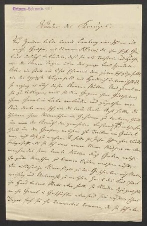 Brief an Jacob Grimm