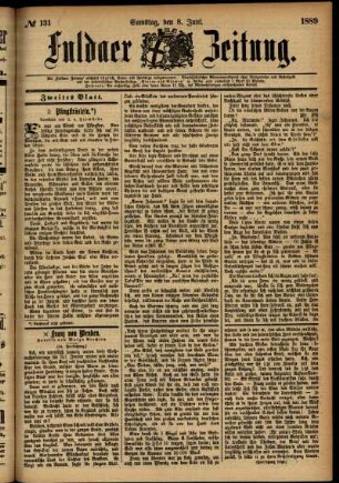 Zweite Ausgabe vom Samstag, den 08. Juni 1889.