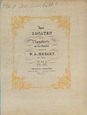 Zwei Sonaten für das Pianoforte zu vier Händen : 3tes Werk. No. 2, B dur