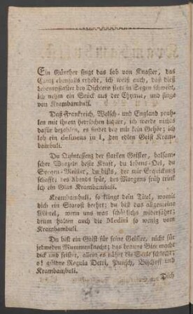 Ein Günther singt das Lob von Knaster, das Caniz ebenfalls erhebt