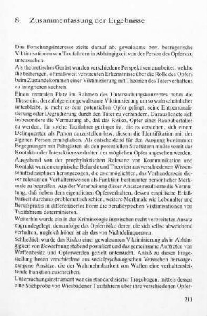 211-214, 8. Zusammenfassung der Ergebnisse