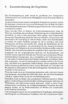 211-214, 8. Zusammenfassung der Ergebnisse