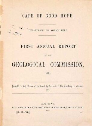 Annual report of the Geological Commission. 1896 (1897) = Report 1