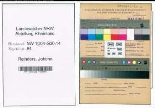 Entnazifizierung Johann Reinders , geb. 04.04.1908 (Maschinist)