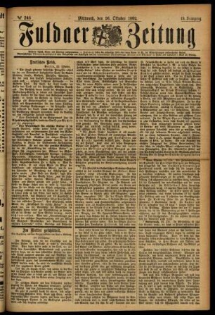 Ausgabe vom Mittwoch, den 26. Oktober 1892.