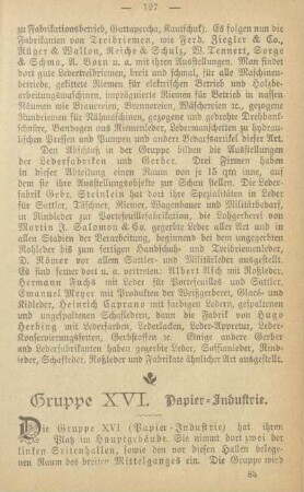 Gruppe XVI. Papier-Industrie