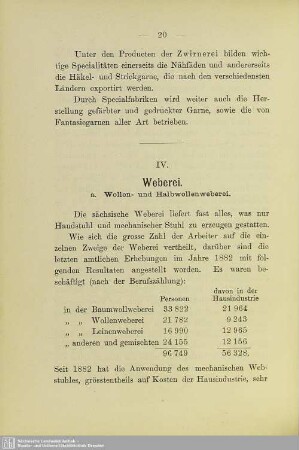 IV. Weberei a) Wollen- und Halbwollenweberei