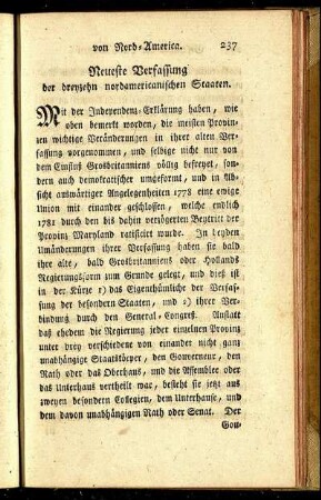 Neueste Verfassung der dreyzehn nordamericanischen Staaten.