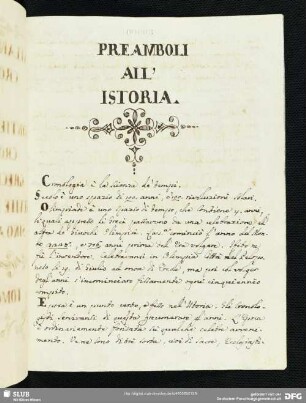 Preamboli all'istoria