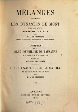 Mémoires et documents. 28. 1873