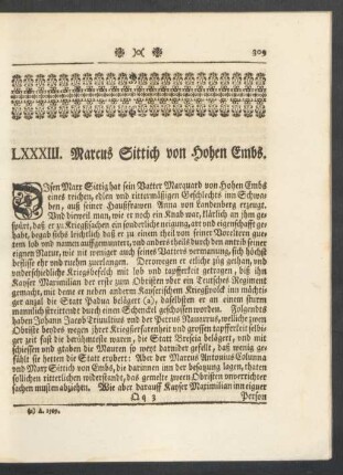 LXXXIII. Marcus Sittich von Hohen Embs