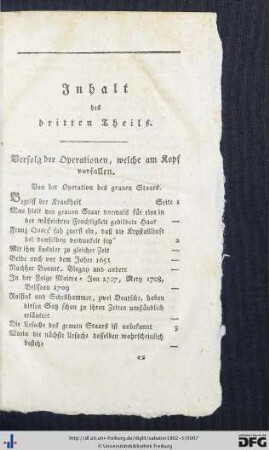 Inhalt des dritten Theils.