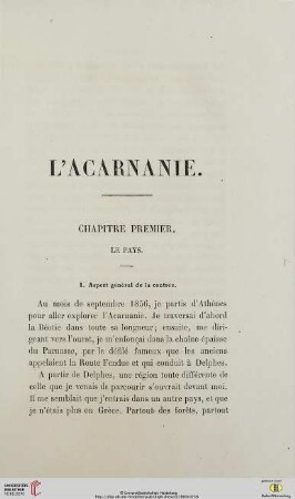 Chapitre premier: Le pays